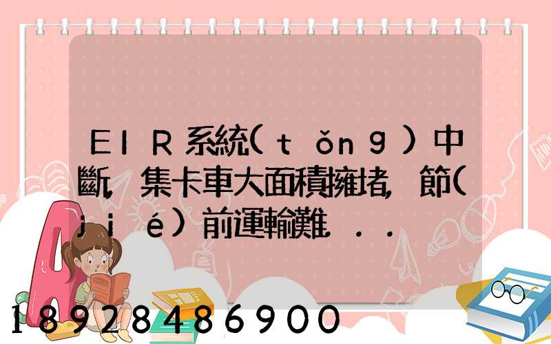 EIR系統(tǒng)中斷,集卡車大面積擁堵,節(jié)前運輸難...