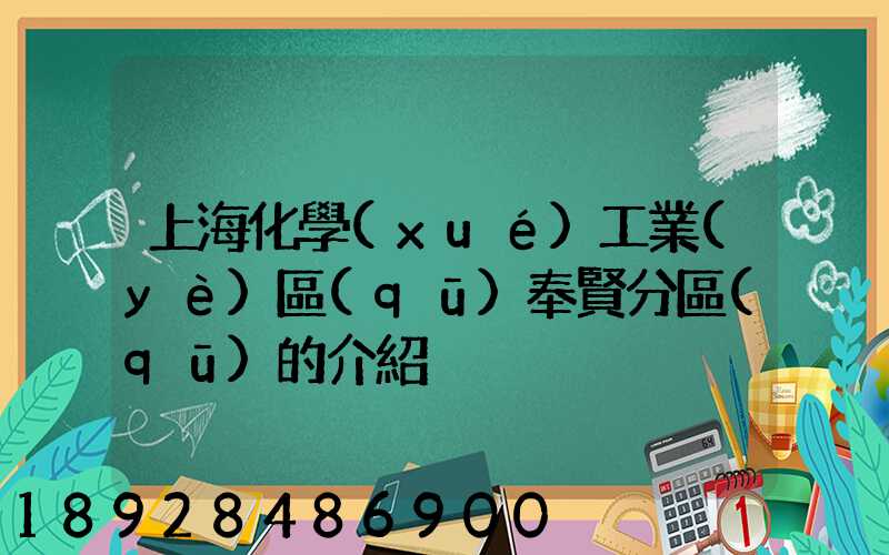 上海化學(xué)工業(yè)區(qū)奉賢分區(qū)的介紹