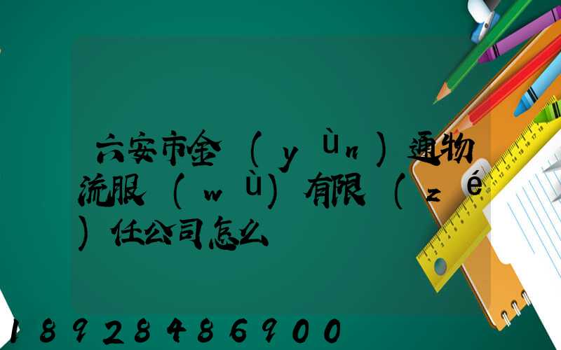 六安市金運(yùn)通物流服務(wù)有限責(zé)任公司怎么樣