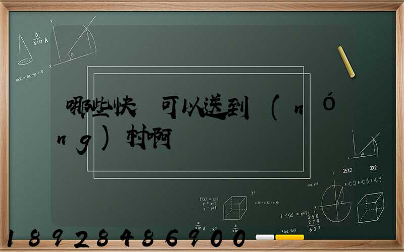 哪些快遞可以送到農(nóng)村啊