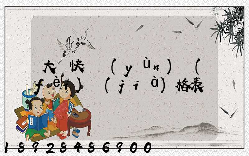 大連快遞運(yùn)費(fèi)價(jià)格表