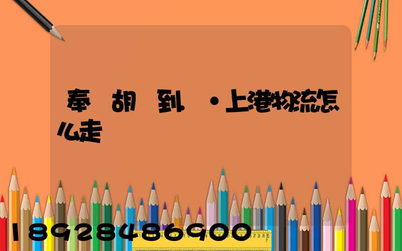 奉賢胡橋到.·上港物流怎么走