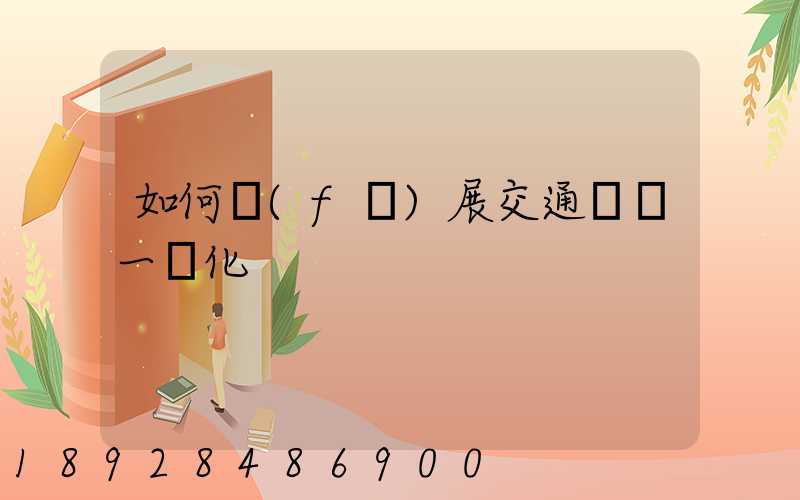 如何發(fā)展交通運輸一體化