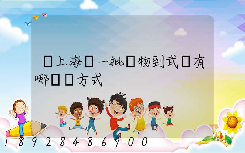 從上海運一批貨物到武漢有哪幾種方式