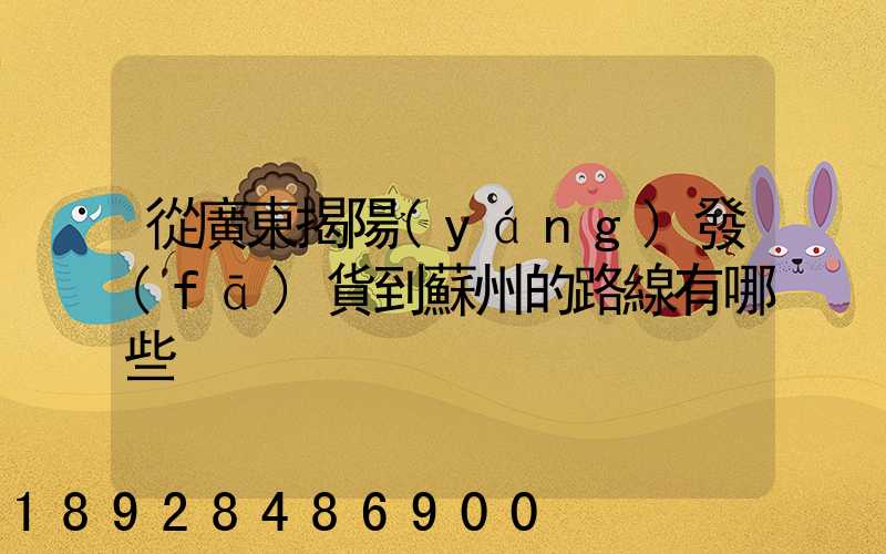 從廣東揭陽(yáng)發(fā)貨到蘇州的路線有哪些