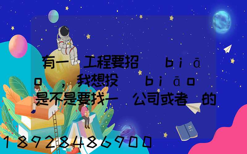 有一個工程要招標(biāo),我想投標(biāo)是不是要找一個公司或者別的去投標(biāo)流程改...