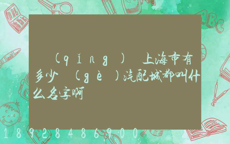請(qǐng)問上海市有多少個(gè)汽配城都叫什么名字啊