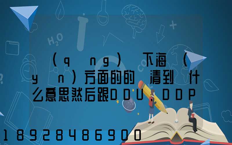 請(qǐng)問下海運(yùn)方面的的雙清到門什么意思然后跟DDU、DDP有什么差別