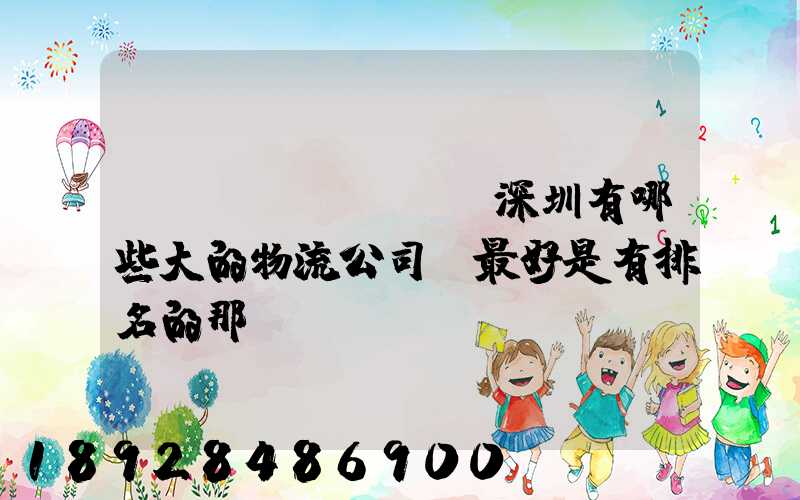 請(qǐng)問深圳有哪些大的物流公司,最好是有排名的那種