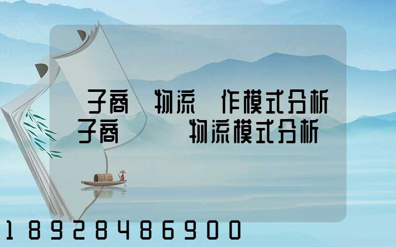 電子商務物流運作模式分析電子商務倉儲物流模式分析